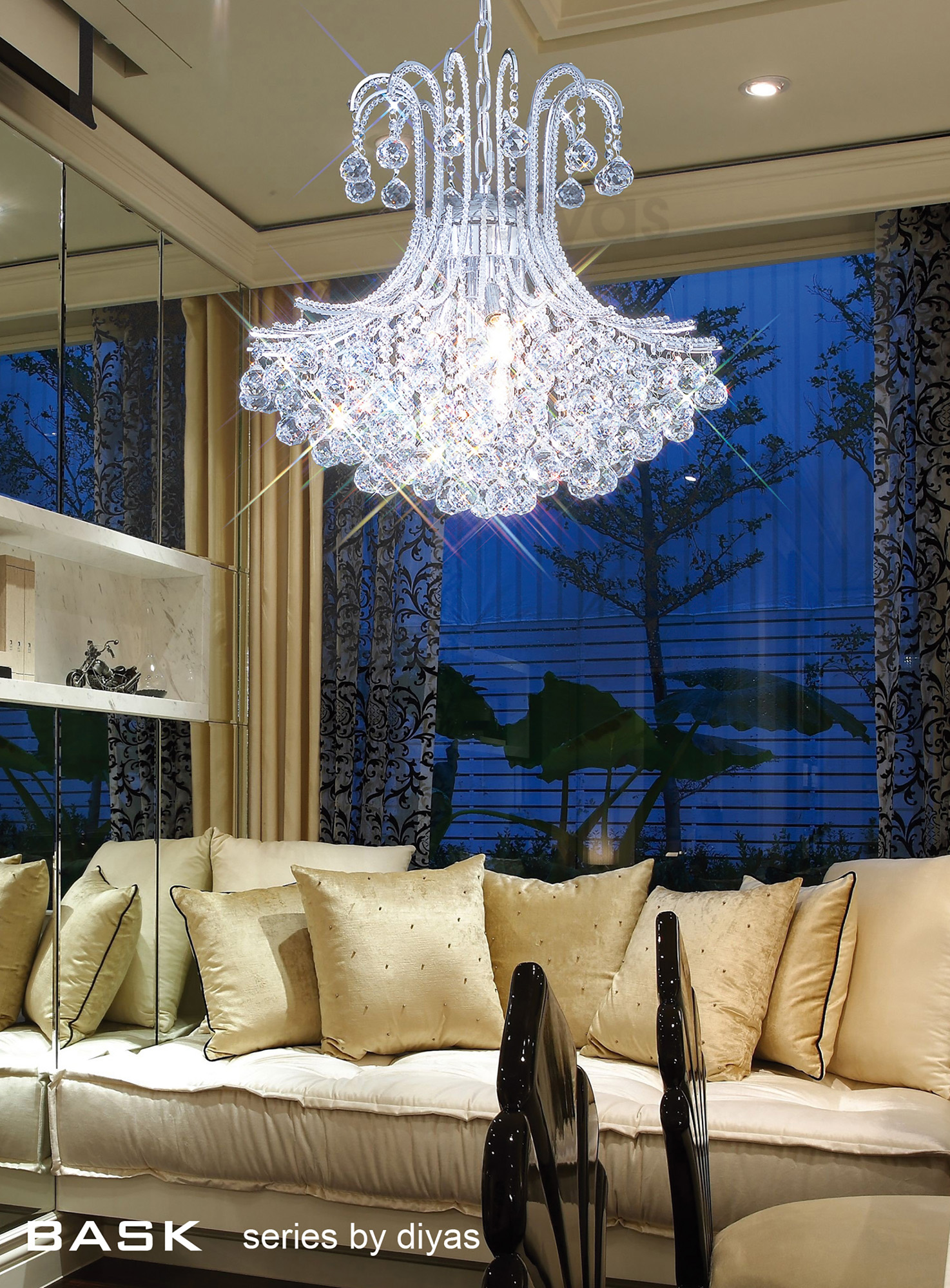 Bask Crystal Ceiling Lights Diyas Multi Arm Crystal Fittings